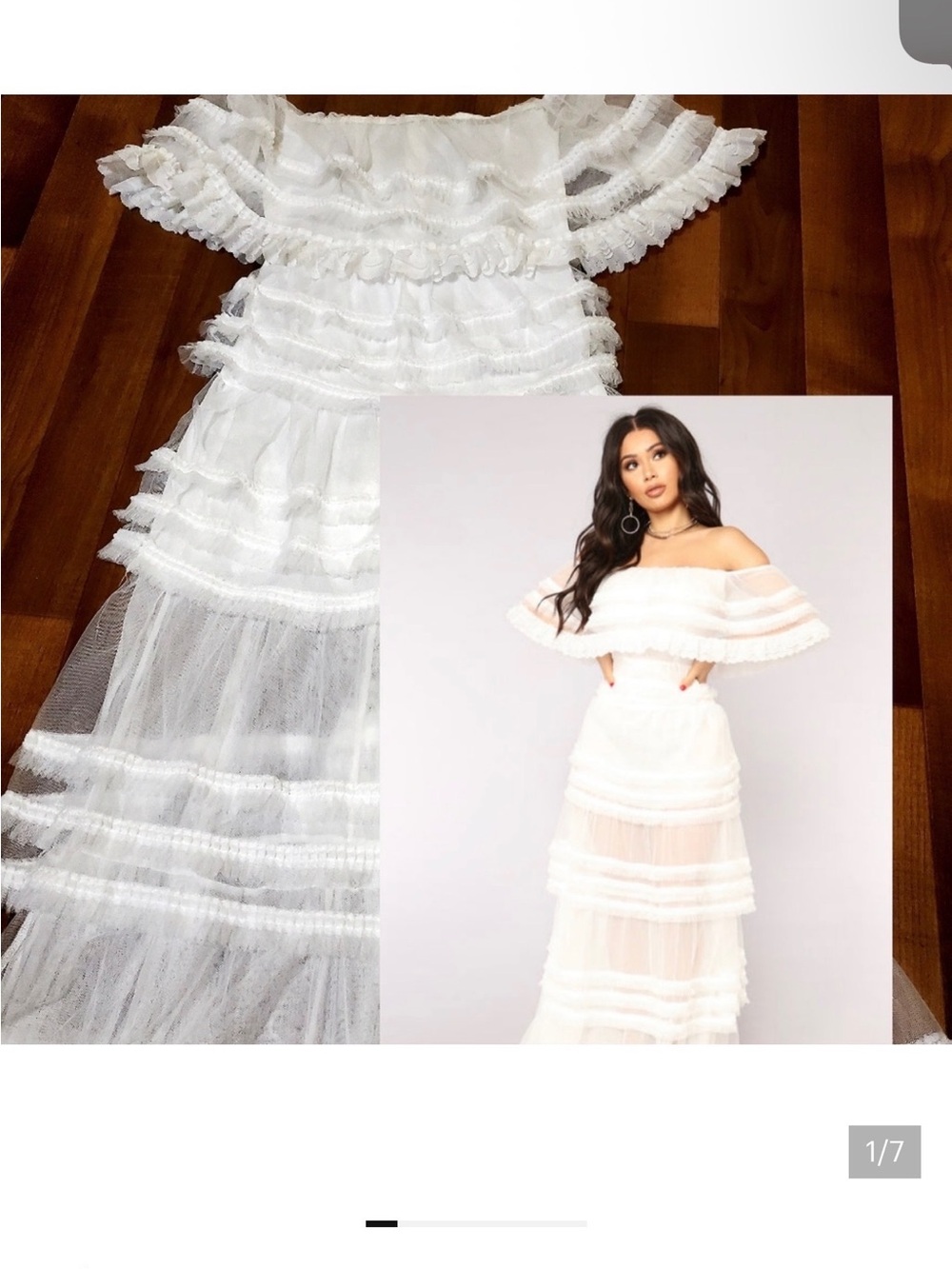 Off-Shoulder White Tiered Lace Maxi Dress